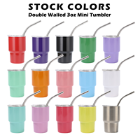 Diskon besar 2oz 3oz Tumbler Mini vakum baja tahan karat cangkir dinding ganda Tumbler gelas minum dengan tutup sedotan
