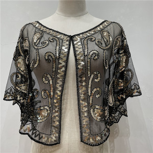 2024 púrpura negro dorado 1920s chal envuelve lentejuelas con cuentas noche capa nupcial chal <span class=keywords><strong>Bolero</strong></span> Flapper cubrir Ecoparty - Product Image 3