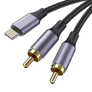 Oufan USB C RCA 오디오 케이블 USB-C 2 RCA 유형 C RCA 남성 Y 분배기 코드 DAC 칩 호환 패드 프로