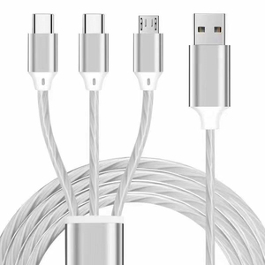 Producto popular 2.4A 3 en 1 <span class=keywords><strong>Cable</strong></span> de carga rápida <span class=keywords><strong>USB</strong></span> LED de PVC 1,2 M <span class=keywords><strong>Cable</strong></span> de datos de carga rápida de varios colores para Samsung para <span class=keywords><strong>iPhone</strong></span> - Product Image 3
