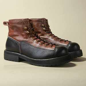 Bottes de moto pour hommes, style rétro, en cuir véritable, bottes de travail imperméables à la cheville, nouveau style, chaussures de gentleman pour soirée - Product Image 1
