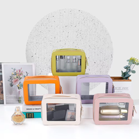 Étui à cosmétiques transparent en TPU approuvé par la TSA, personnalisé, pour femmes, organiseur de maquillage avec fermeture éclair pour les essentiels de voyage en cabine