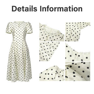 ZYHT 21777 con colletto di perle abiti Vintage a <span class=keywords><strong>pois</strong></span> da donna estate elegante <span class=keywords><strong>abito</strong></span> da festa Midi a manica corta - Product Image 4