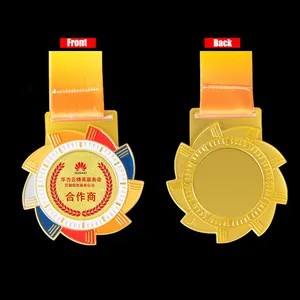 Fabricación de trofeos y medallas de forma personalizada Medallas de grillo de metal de esmalte suave con cordón de cinta