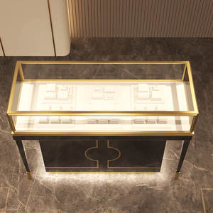 Vitrina de Exhibición de Joyería Negra Personalizada, Gabinetes de Vidrio con Iluminación LED, Diseño de Tienda de Joyería de Lujo - Product Image 6