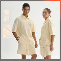 Ensemble polo et short gaufré 2 pièces respirant décontracté d'été de luxe surdimensionné pour homme de haute qualité
