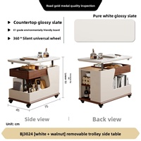 Table basse moderne mobile et extensible avec plateau relevable et structure métallique pour salon