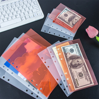 Protège-documents A5 A6 A7 à 2 poches latérales, enveloppes à monnaie ouvertes, organisateur de billets en plastique de 0,2 mm, feuilles mobiles à 6 trous, porte-billets