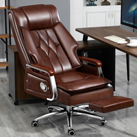 Fauteuil de Bureau de Direction en Cuir à Dossier Haut, Pivotant, Inclinable et Massant, Ergonomique avec Roulettes