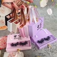 Nouvelle conception de boîte à cils en forme de sac de shopping carré, boîte à cils avec étiquette privée, étui à cils vide, emballage de boîtes à cils avec votre propre logo