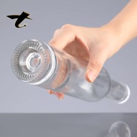Bouteilles de vin rondes en verre transparent, vente en gros à prix d'usine pour whisky, tequila, brandy, boissons énergisantes avec bouchon en liège