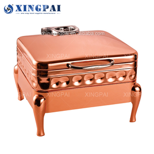 XINGPAI Dubai <span class=keywords><strong>Hotel</strong></span> Suministros Chaffing Dish Pour Buffet <span class=keywords><strong>Deluxe</strong></span> Rose Gold Martillado Acero inoxidable Cheffing Platos de lujo - Product Image 3