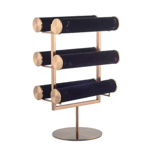 Black Removable 3 Tier 6 T bar Brushed Metal Stand Watch Bracelet Display