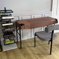 Bureau d'écriture moderne de luxe en acier inoxydable, table de bureau rouge avec rangement