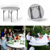 Table ronde pliante populaire en HDPE de 110cm pour mariage en plein air