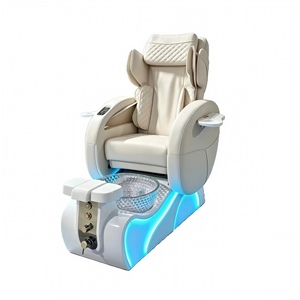 เก้าอี้นวดทำเล็บเท้าแบบมีพนักพิงหุ้มเบาะ พร้อมแผงควบคุมและอ่างแช่เท้า - Product Image 1