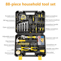 88 pièces Kit complet d'outils pour véhicule Boîte à outils à domicile pour réparation automobile y compris marteau pince clé à douille Autres outils mécaniques