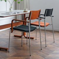 Chaise de salle à manger, chaise d'appoint en cuir lisse, chaise d'appoint de salle à manger, design minimaliste léger, mobilier rembourré éco-durable