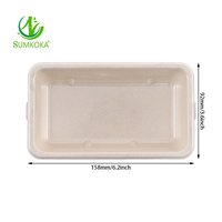 Plateau plat en bagasse de canne à sucre non blanchie SUMKOKA 6,2*3,6 pouces, résistant à la graisse, jetable, en fibre de bagasse, pour la restauration