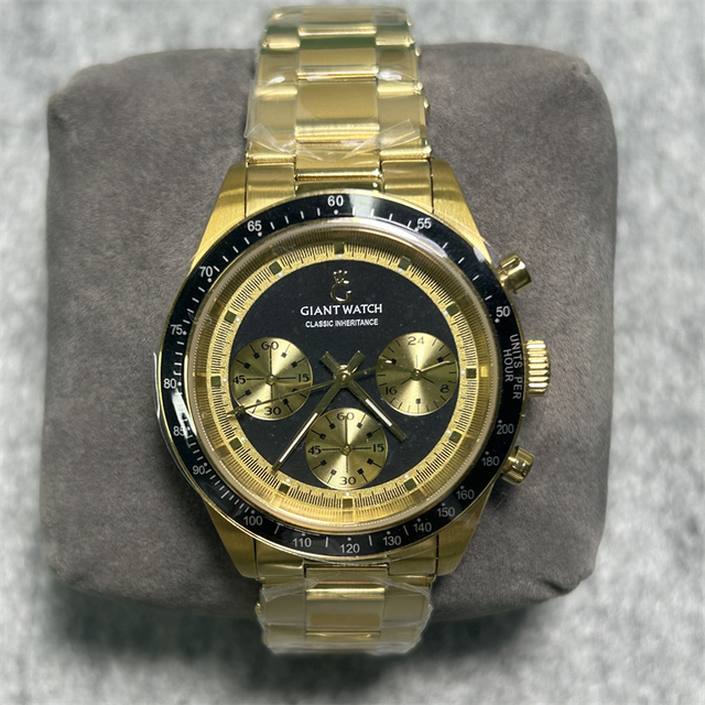 Gold Black Men's Luxury Sport Watch with Stainless Steel Strap Analog Display Custom Logo Japanese Movement by Relojes