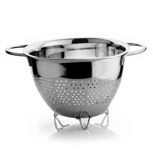 Passoire robuste en acier inoxydable avec poignées et base, égouttoir perforé pour la cuisine - Product Image 1