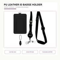 Porte-badge personnalisé en cuir PU pour femme, avec cordon, 25 designs, enrouleur rétractable, 2 emplacements pour cartes, quincaillerie or rose
