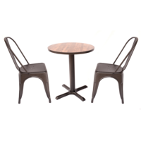 Base de table à manger en fonte de fer durable et moderne avec plateau en bois, table à manger pour restaurant commercial, café, hôtel