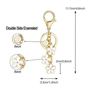 Initial Keychain Pink Flower Charms for Key Cute Letter Keyring for Handbag Backpack - Product Image 4