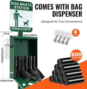 Estación de eliminación de residuos de perros de Metal de alta calidad con dispensador de bolsas, 50 Uds., revestimientos de latas, 800 Uds., bolsas incluidas, accesorios de jardín - Product Image 3