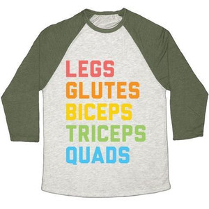 Maglietta da baseball unisex Tri-Blend per fitness LGBTQ: gambe, glutei, bicipiti, tricipiti, quadricipiti - Product Image 1