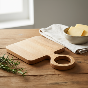 Tabla de cortar de madera hecha a mano de 18x9 pulgadas con asa para preparar alimentos - Product Image 2