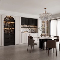 Buffet moderne, armoire de rangement en bois sur mesure avec éclairage LED et porte vitrée pour salle à manger