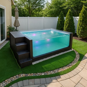 Piscine hors sol rectangulaire pliable en fibre de verre avec toboggan aquatique en ardoise à vendre - Product Image 2
