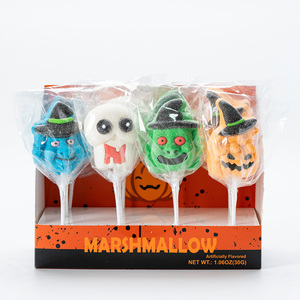 Sucettes en forme de citrouille <span class=keywords><strong>verte</strong></span>, de grande taille, halal, véganes, en forme de sorcière bleue, de fantôme, de monstre, de bonbons en mousse, de barbe à papa, de friandises pour Halloween - Product Image 1