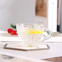 Ensemble de tasses à café en verre gaufré tournesol style vintage européen, tasses à eau et à thé en cristal, mugs pour petit-déjeuner et porridge, pour la maison, les mariages et les fêtes