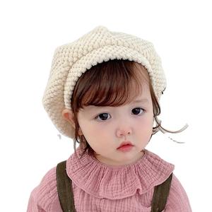 Béret Octogonal Léger et Doux pour Petites Filles, Chapeau <span class=keywords><strong>Tricot</strong></span>é Style Artiste Français, Bonnet Chaud Tendance pour Enfants et Bébés - Product Image 1