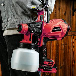 Pistolet à peinture électrique 550W HVLP moteur brossé bricolage usage industriel 1200ml conteneur sans fil pulvérisateur de peinture à main lumière LED - Product Image 4