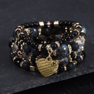 Nuevas Pulseras Boho de Moda para Parejas, Personalizadas, Elásticas, Coloridas, con Cuentas en Forma de Corazón, Hechas <span class=keywords><strong>a</strong></span> Mano, Apilables, de Plástico y Aleación de Zinc, Venta al Por Mayor de Fábrica - Product Image 4