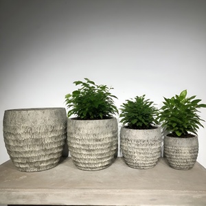 Jardinières circulaires de style ciment, design nordique moderne vintage, écologiques, en fibre de verre, à poser au sol, suspendues, Quangui - Product Image 2