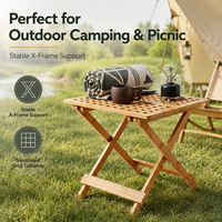 Table de camping pliante portable, plateau en bambou, petite table de camping, table en bois, table d'extérieur pour usage quotidien