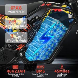 Bicicleta Eléctrica de 2000W con Autonomía de 45 Millas, Motocicleta Deportiva Eléctrica para Adultos con 3 Modos de Aceleración - Product Image 4