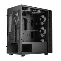 Casing Gaming M-ATX Kompak Panel Depan Berjaring Dengan Sisi Kaca Temper Full Mendukung Pendingin Air Ganda 280mm