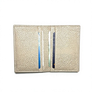 Porte-cartes minimaliste unisexe en cuir synthétique microfibre écologique, fermeture pliante, beige uni - Product Image 6