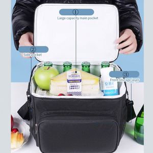 Sac à lunch portable 10L avec logo personnalisé, sac isotherme imperméable, sac de pique-nique réutilisable, sac de rangement alimentaire, sac isotherme cadeau - Product Image 5