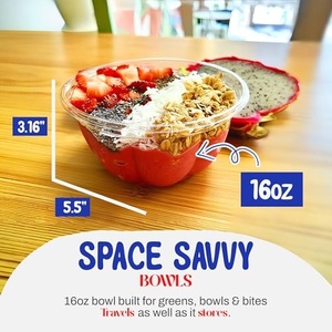 Caja de Plástico PET para Envasado de Frutas, Contenedor Transparente de Grado Alimenticio, Caja Redonda para Envasado de Ensaladas con Tapa Abatible - Product Image 5
