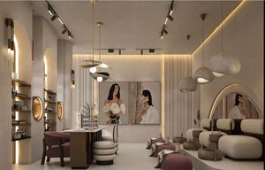 Diseño de Interiores de Salón de Belleza de Lujo 100% Personalizado, Muebles de Exhibición para Tienda de Cuidado de la Piel, Estación de Manicura, Estante de Pared para Spa - Product Image 3