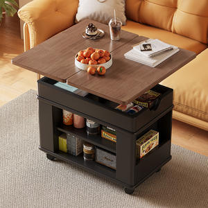 Solid Wood Modern <strong>Folding</strong> <strong>Coffee</strong> <strong>Table</strong> with Adjustable Height and Storage Movable Trolley for Small Apartments - Product Image 6