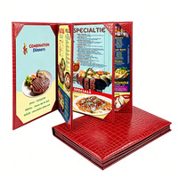 Carpeta de Menú de Cuero de Alta Calidad, Tamaño de Menú, Menús de Restaurante, A4, Tríptico, 6 Vistas, Carpeta de Cuero para Menús de Restaurantes, Carpeta de Menú Personalizada