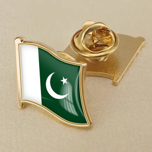 Bandera de país personalizada Pin de solapa de 1 pulgada con cúpula epoxi chapado en oro esmalte suave Pakistán soporte pin broche insignia patriótica - Product Image 1