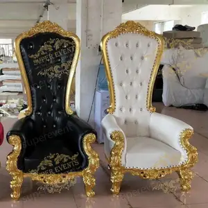Vente en gros de mariage événement salle à manger de luxe dossier haut roi reine royal velours chaise jetée mariage adulte princesse blanc père noël trône chaise